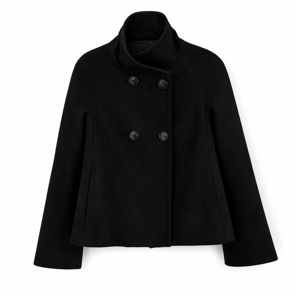 United Colors of Benetton Black Cropped Wool Blend Jacket Double Breasted XS